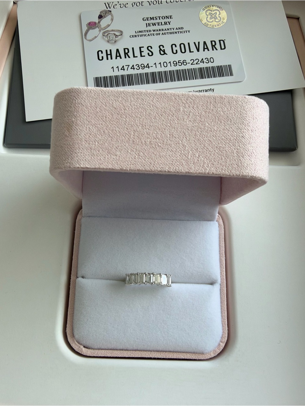 Charles & Colvard Lab Grown Diamond Emerald Seven Stone Anniversary Band